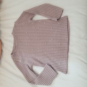 Zara Ribbed long sleeve shirt with beads Girls size 7